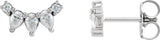 Platinum Pear Natural Diamond Curved Bar Earrings