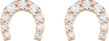 14K Gold Round Natural Diamond Horseshoe Earrings - Rose Gold - view 2