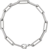 14K Gold Round Lab-Grown Diamond Accented Link Bracelet - White Gold