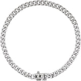 14K Gold Round Natural Diamond Accented Link Bracelet – 1mm Stones - White Gold - view 3