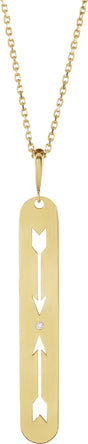 14K Gold Round Natural Diamond Arrow Necklace or Pendant - Yellow Gold