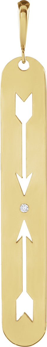 14K Gold Round Natural Diamond Arrow Necklace or Pendant - Yellow Gold