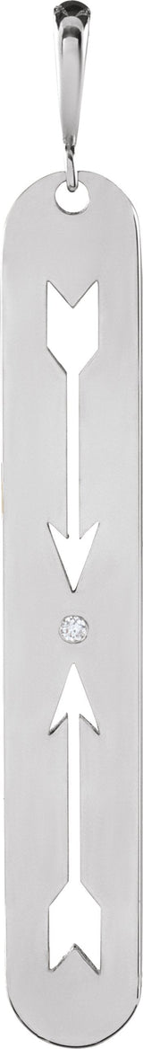 Platinum Round Natural Diamond Arrow Necklace or Pendant