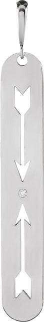 Platinum Round Natural Diamond Arrow Necklace or Pendant