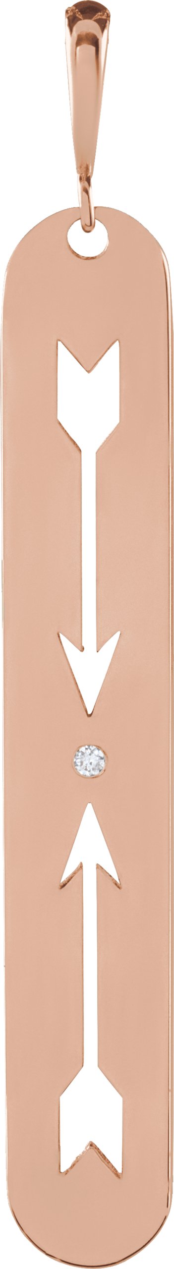 14K Gold Round Natural Diamond Arrow Necklace or Pendant - Rose Gold
