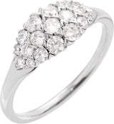 14K Gold Round Natural Diamond Cluster Ring – 2.5mm Stones - White Gold