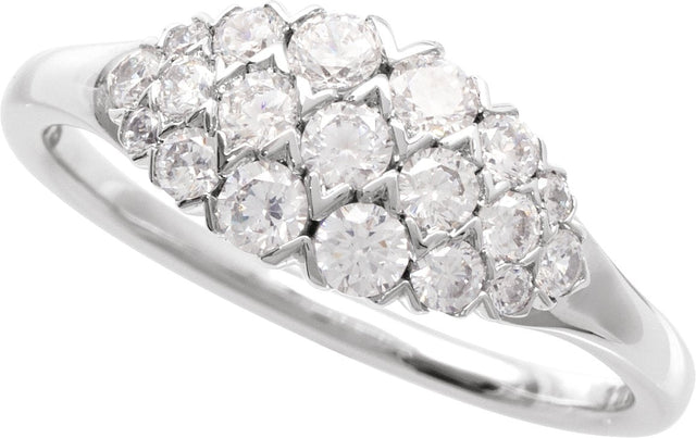 14K Gold Round Natural Diamond Cluster Ring – 2.5mm Stones - White Gold - view 3