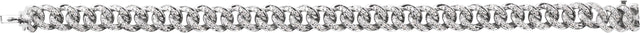 14K Gold Round Natural Diamond Accented Link Bracelet – 1.1mm Stones - White Gold - view 2