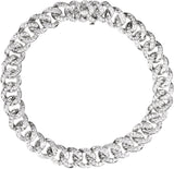 14K Gold Round Natural Diamond Accented Link Bracelet – 1.1mm Stones - White Gold