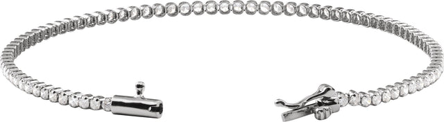 14K Gold Round Lab-Grown Diamond Lightweight Line Bracelet - White Gold - view 3