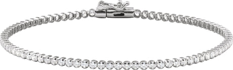 14K Gold Round Natural Diamond Lightweight Line Bracelet - White Gold