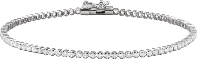 14K Gold Round Lab-Grown Diamond Lightweight Line Bracelet - White Gold