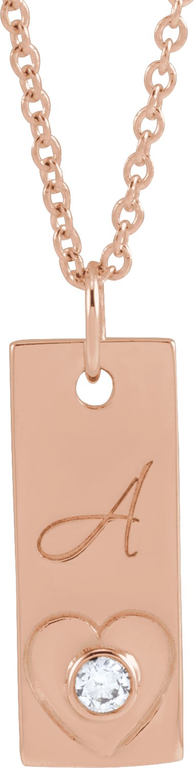 14K Gold Engravable Heart Necklace or Pendant - Rose Gold