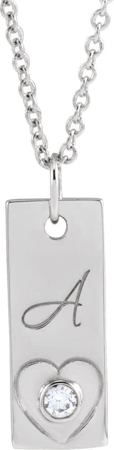 Platinum Engravable Heart Necklace or Pendant