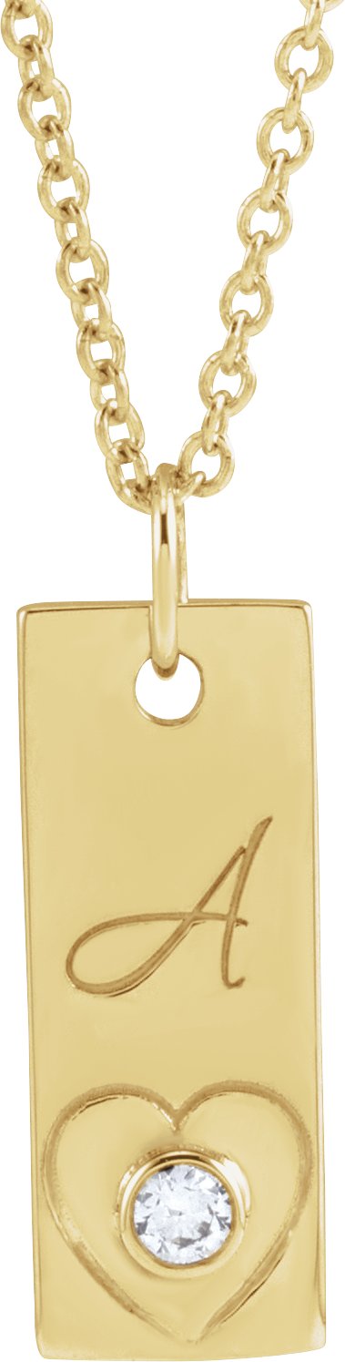 14K Gold Engravable Heart Necklace or Pendant - Yellow Gold