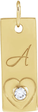 14K Gold Engravable Heart Necklace or Pendant - Yellow Gold