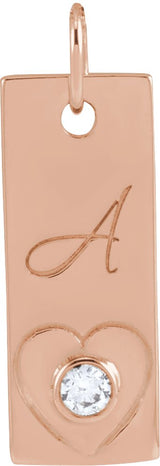 14K Gold Engravable Heart Necklace or Pendant - Rose Gold