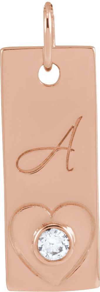 14K Gold Engravable Heart Necklace or Pendant - Rose Gold