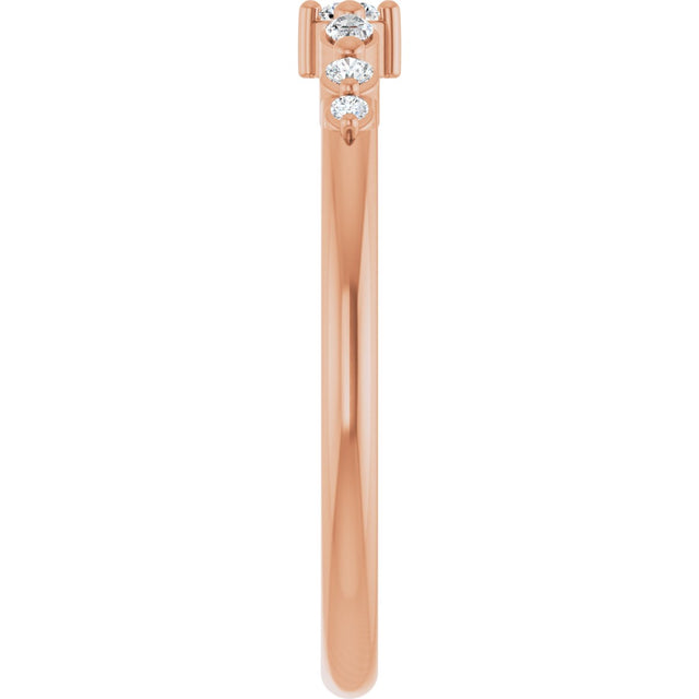 14K Gold Round Natural Diamond Stackable Ring – 2mm Stones - Rose Gold - view 4