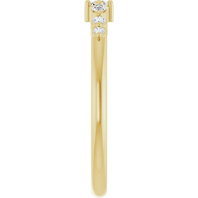 14K Gold Round Natural Diamond Stackable Ring – 2mm Stones - Yellow Gold - view 4