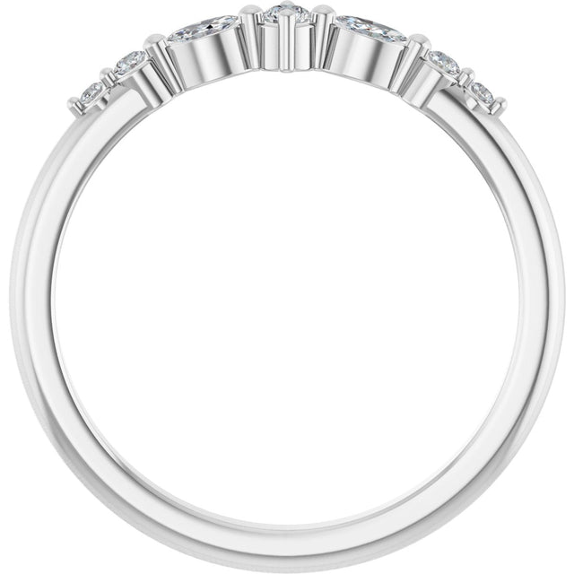 Platinum Round Natural Diamond Stackable Ring – 2mm Stones - view 2