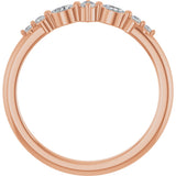 14K Gold Round Natural Diamond Stackable Ring – 2mm Stones - Rose Gold - view 2