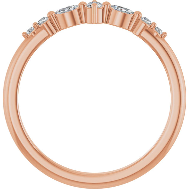 14K Gold Round Natural Diamond Stackable Ring – 2mm Stones - Rose Gold - view 2