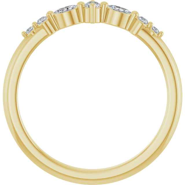 14K Gold Round Natural Diamond Stackable Ring – 2mm Stones - Yellow Gold - view 2