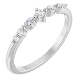 14K Gold Round Natural Diamond Stackable Ring – 2mm Stones - White Gold