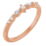 14K Gold Round Natural Diamond Stackable Ring – 2mm Stones - Rose Gold