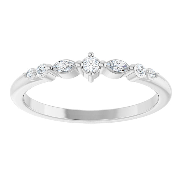 Platinum Round Natural Diamond Stackable Ring – 2mm Stones - view 3