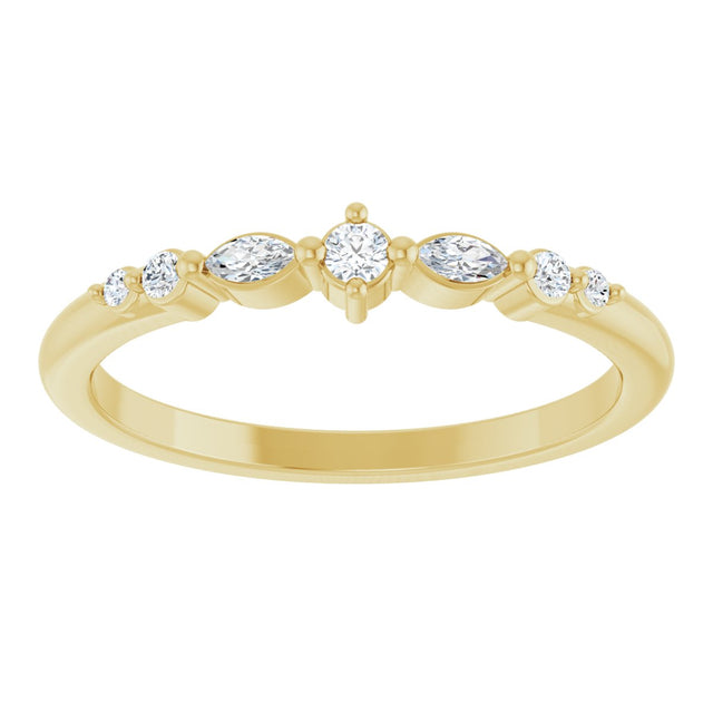 14K Gold Round Natural Diamond Stackable Ring – 2mm Stones - Yellow Gold - view 3