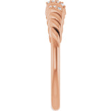 14K Gold Round Natural Diamond Accented Dome Ring - Rose Gold - view 4