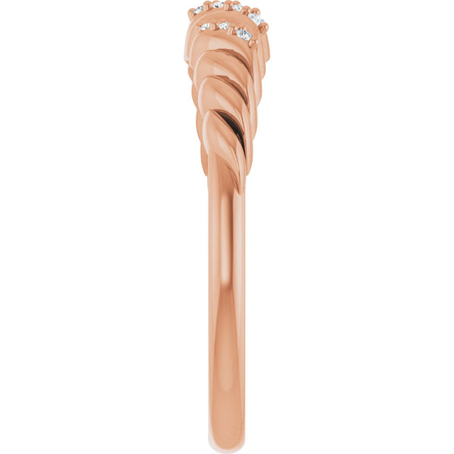 14K Gold Round Natural Diamond Accented Dome Ring - Rose Gold - view 4