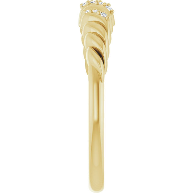 14K Gold Round Natural Diamond Accented Dome Ring - Yellow Gold - view 4