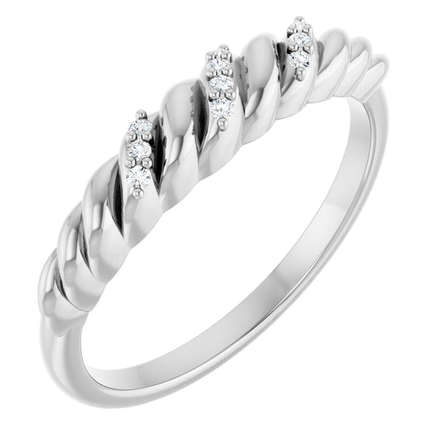Platinum Round Natural Diamond Accented Dome Ring