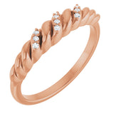 14K Gold Round Natural Diamond Accented Dome Ring - Rose Gold