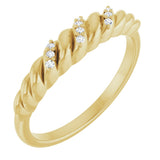 14K Gold Round Natural Diamond Accented Dome Ring - Yellow Gold