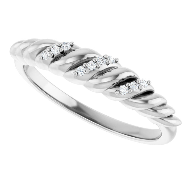 Platinum Round Natural Diamond Accented Dome Ring - view 5