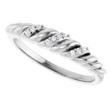 14K Gold Round Natural Diamond Accented Dome Ring - White Gold - view 5
