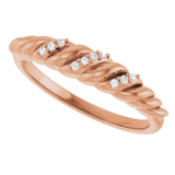 14K Gold Round Natural Diamond Accented Dome Ring - Rose Gold - view 5