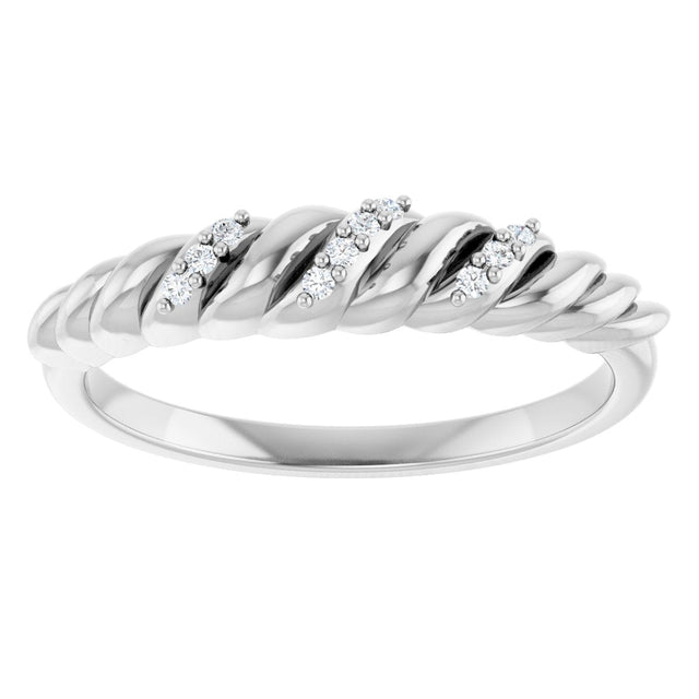 Platinum Round Natural Diamond Accented Dome Ring - view 3