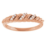 14K Gold Round Natural Diamond Accented Dome Ring - Rose Gold - view 3