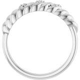 14K Gold Round Natural Diamond Accented Dome Ring - White Gold - view 2