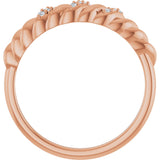 14K Gold Round Natural Diamond Accented Dome Ring - Rose Gold - view 2