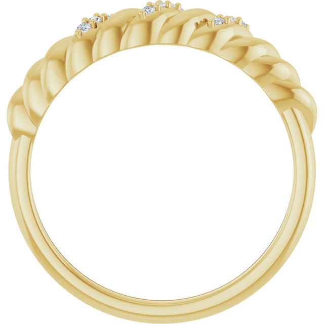 14K Gold Round Natural Diamond Accented Dome Ring - Yellow Gold - view 2