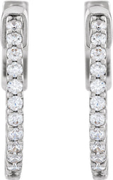 14K Gold Round Lab-Grown Diamond Inside-Outside Hoop Earrings - White Gold - view 2