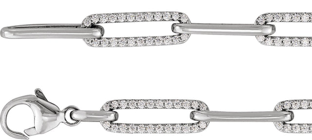 14K Gold Round Natural Diamond Accented Link Bracelet II - White Gold - view 2