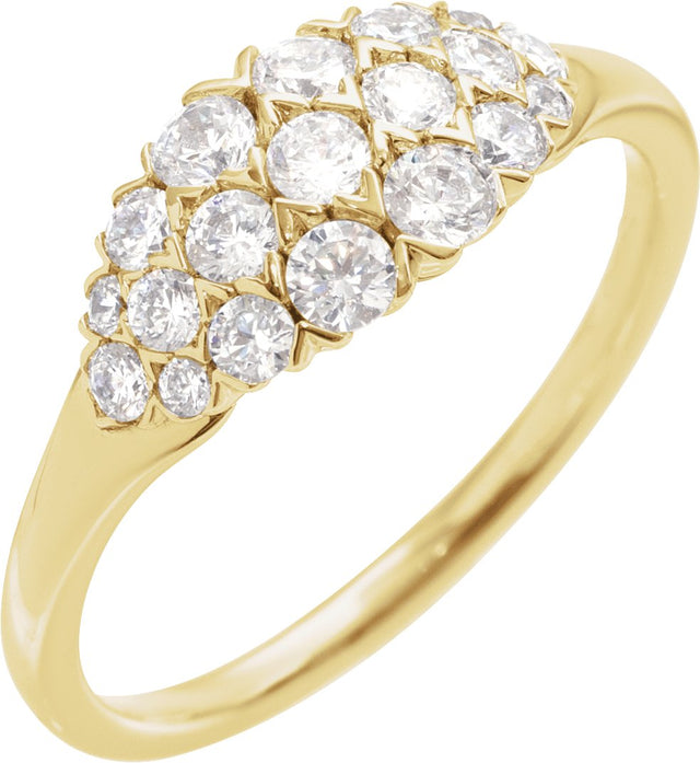 14K Gold Round Natural Diamond Cluster Ring – 2.5mm Stones - Yellow Gold