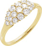14K Gold Round Natural Diamond Cluster Ring – 2.5mm Stones - Yellow Gold